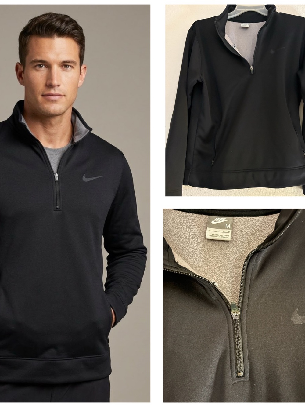 Nike Men's Size M Black Therma-FIT 1/2-Zip Pullover Fleece Jacket fall